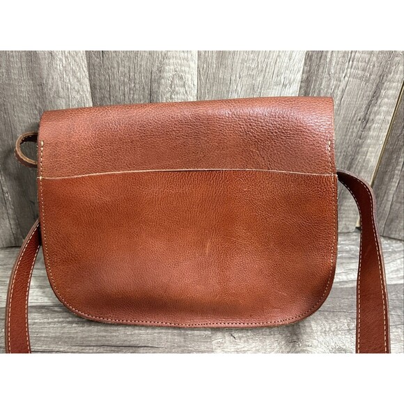 Lucky Brand The Point Leather Saddle Bag Cognac Leather Crossbody Purse Bag - Picture 4 of 10